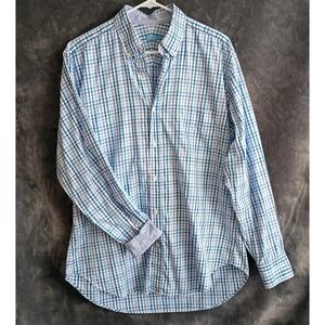 J McLaughlin‎ Button-Up Shirt Men's M Plaid Egyptian Cotton Flip Cuffs